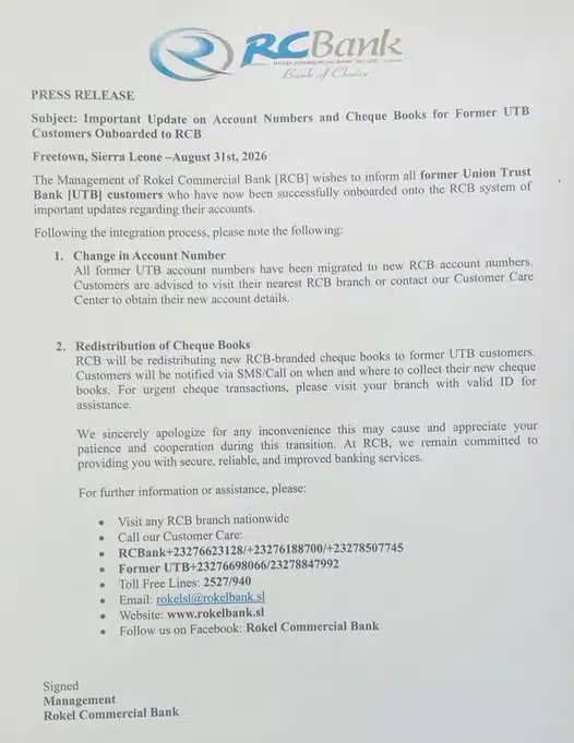 RCBank Completes UTB Account Migration, Issues New Details
